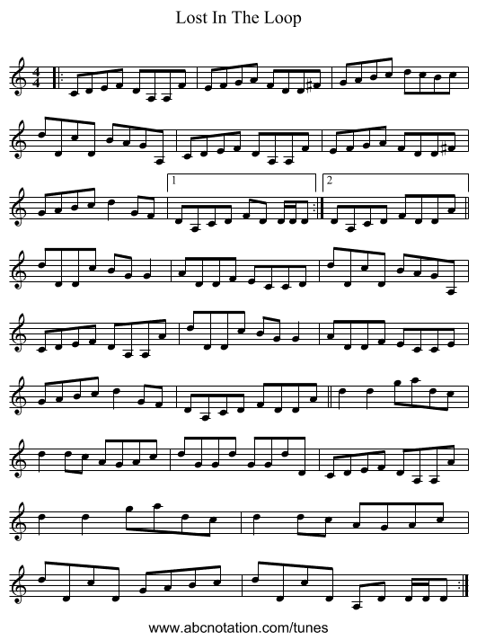 Lost In The Loop - staff notation