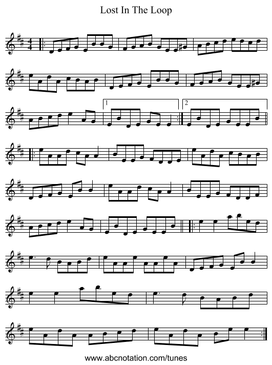 Lost In The Loop - staff notation