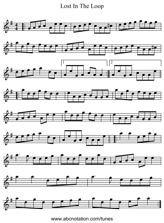 Lost In The Loop - staff notation