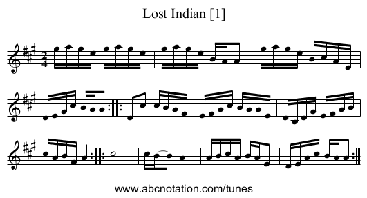 Lost Indian [1] - staff notation