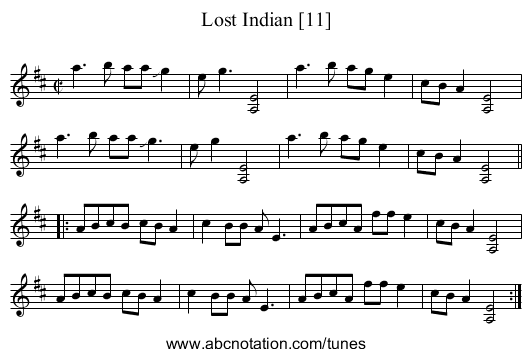 Lost Indian [11] - staff notation
