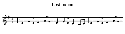 Lost Indian - staff notation