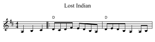 Lost Indian - staff notation