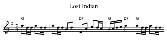 Lost Indian - staff notation