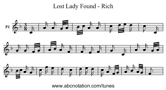 Lost Lady Found - Rich - staff notation