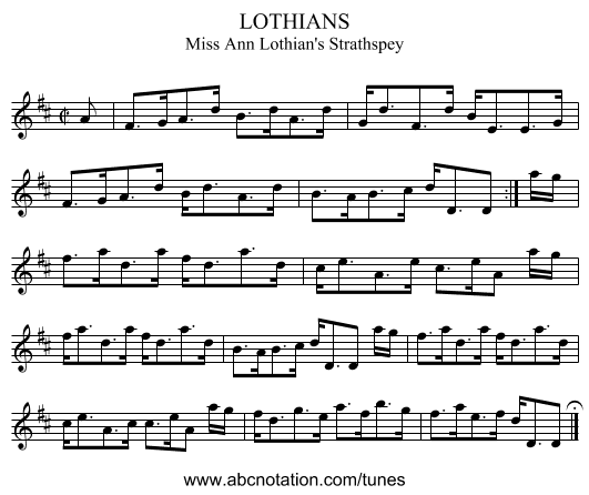 LOTHIANS - staff notation