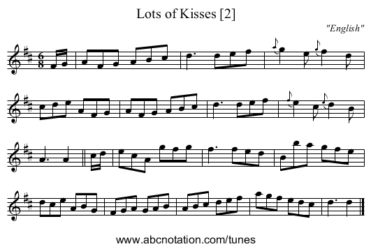 Lots of Kisses [2] - staff notation