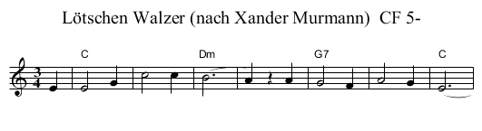 L&ouml;tschen Walzer (nach Xander Murmann)  CF 5- - staff notation