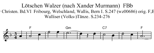 L&ouml;tschen Walzer (nach Xander Murmann)  FBb - staff notation