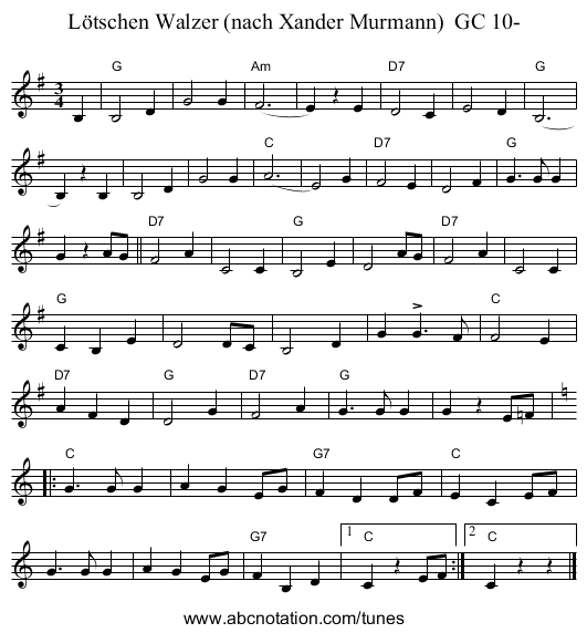 L&ouml;tschen Walzer (nach Xander Murmann)  GC 10- - staff notation