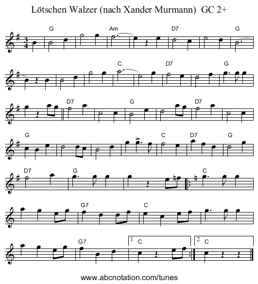 L&ouml;tschen Walzer (nach Xander Murmann)  GC 2+ - staff notation
