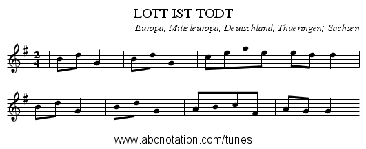 LOTT IST TODT - staff notation