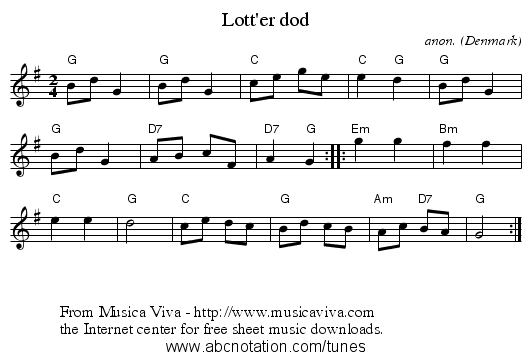 Lott'er d&oslash;d - staff notation