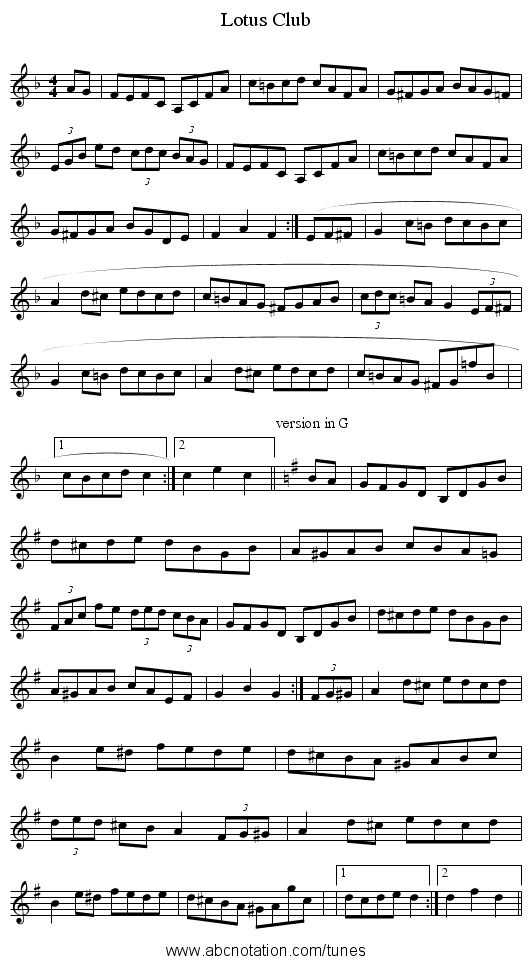 Lotus Club - staff notation