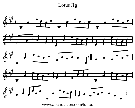Lotus Jig - staff notation