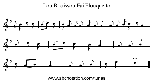 Lou Bouissou Fai Flouquetto - staff notation
