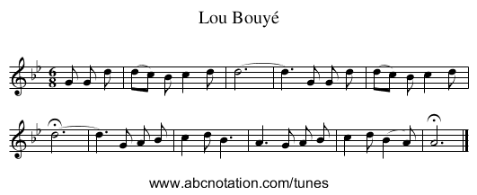 Lou Bouyé - staff notation