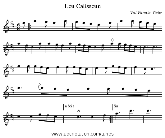 Lou Calissoun - staff notation