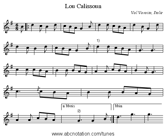 Lou Calissoun - staff notation