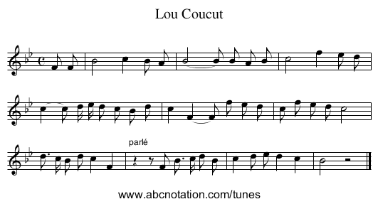 Lou Coucut - staff notation