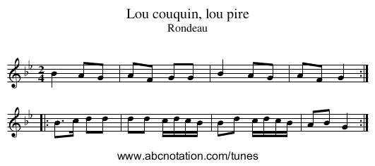 Lou couquin, lou pire - staff notation