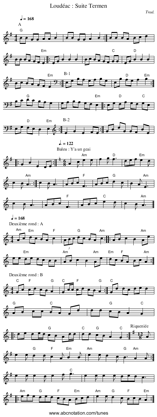 Loudéac : Suite Termen - staff notation