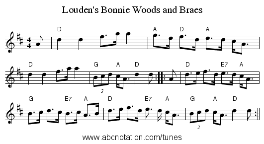 Louden's Bonnie Woods and Braes - staff notation