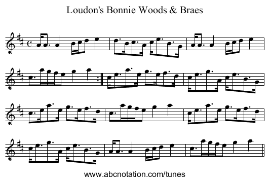 Loudon's Bonnie Woods & Braes - staff notation