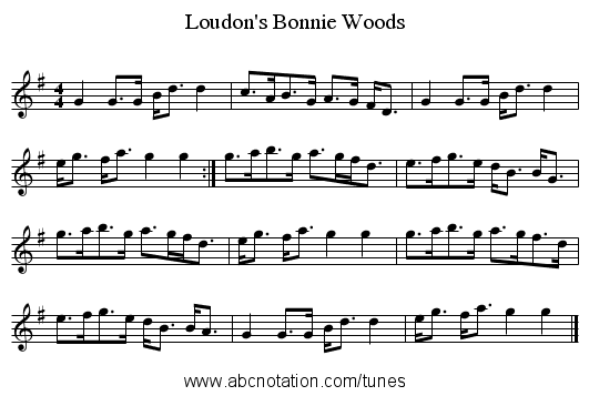 Loudon's Bonnie Woods - staff notation
