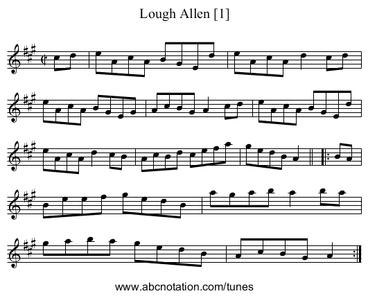 Lough Allen [1] - staff notation