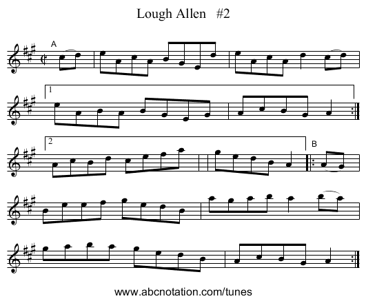 Lough Allen   #2 - staff notation