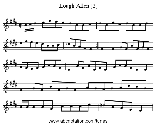 Lough Allen [2] - staff notation
