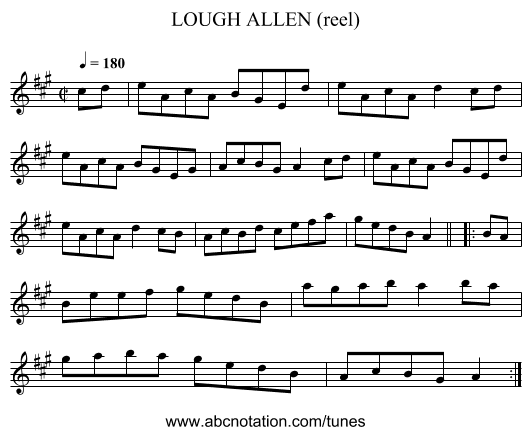 LOUGH ALLEN (reel) - staff notation