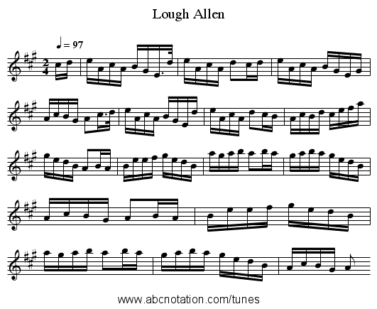 Lough Allen - staff notation