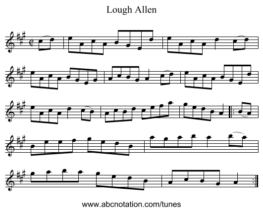 Lough Allen - staff notation