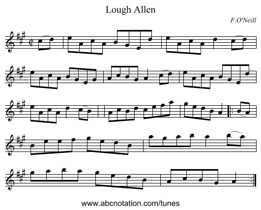 Lough Allen - staff notation