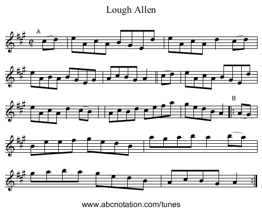 Lough Allen - staff notation