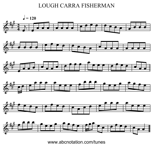 LOUGH CARRA FISHERMAN - staff notation