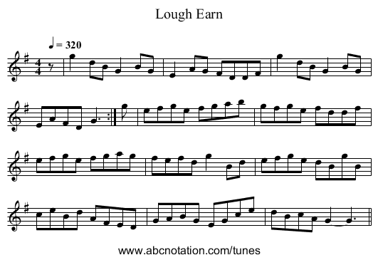 Lough Earn - staff notation