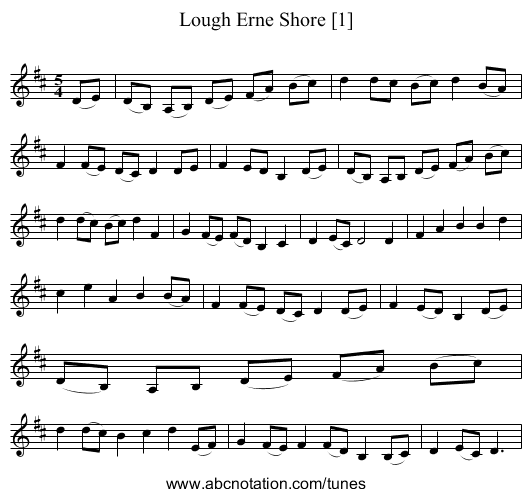 Lough Erne Shore [1] - staff notation