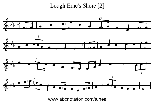 Lough Erne's Shore [2] - staff notation