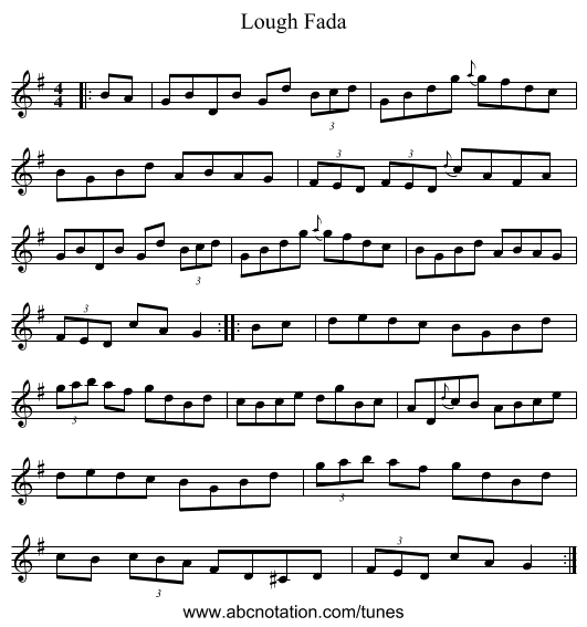 Lough Fada - staff notation