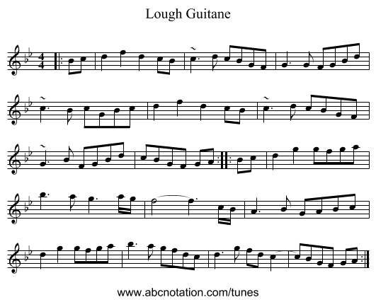Lough Guitane - staff notation