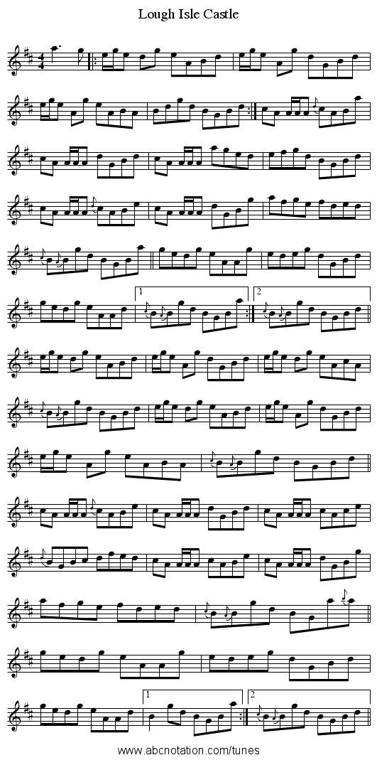 Lough Isle Castle - staff notation