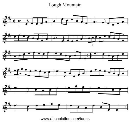 Lough Mountain - staff notation
