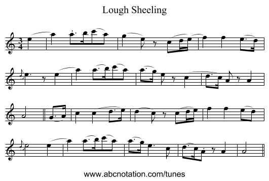 Lough Sheeling - staff notation