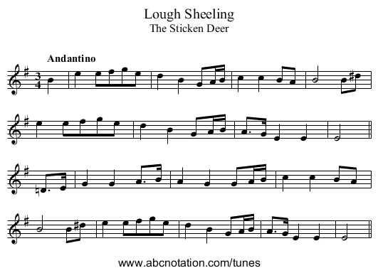 Lough Sheeling - staff notation