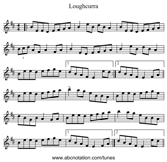 Loughcurra - staff notation