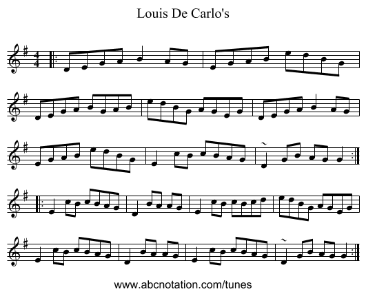 Louis De Carlo's - staff notation