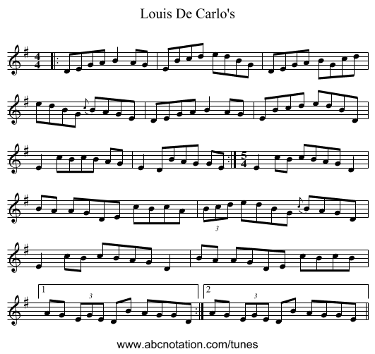 Louis De Carlo's - staff notation